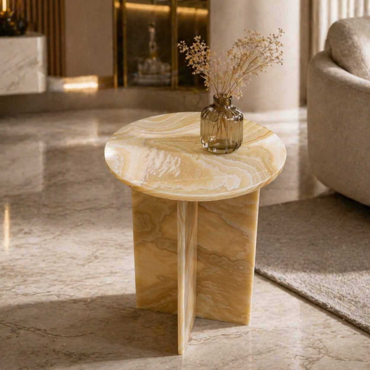 Acrux Mango Onyx Marble Side Table