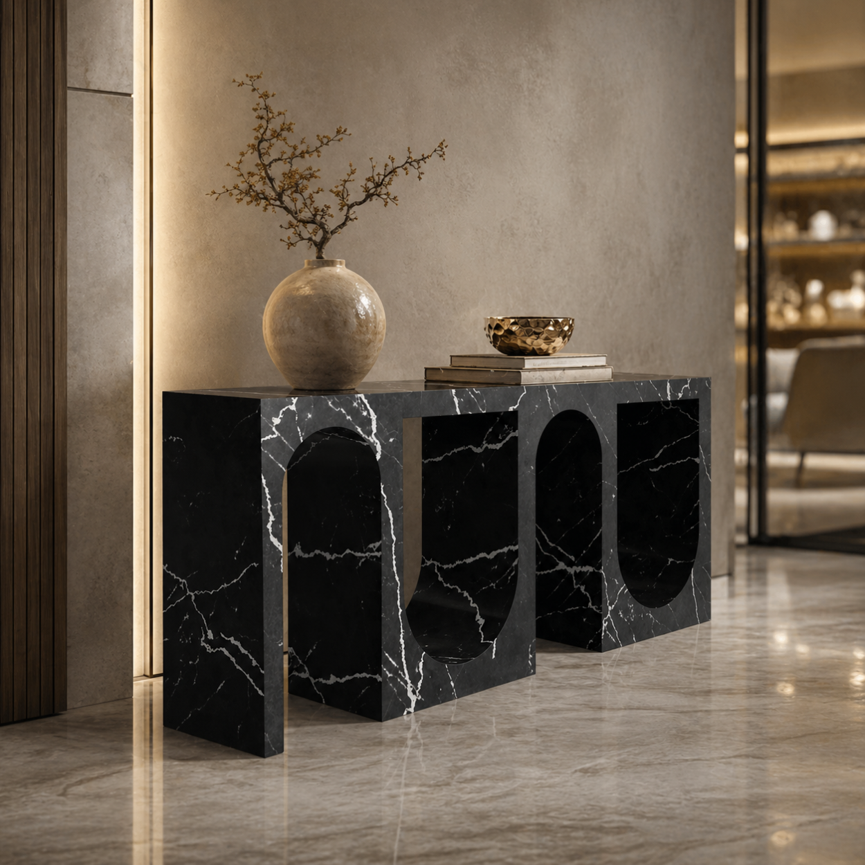 Viscara Black Marble Console
