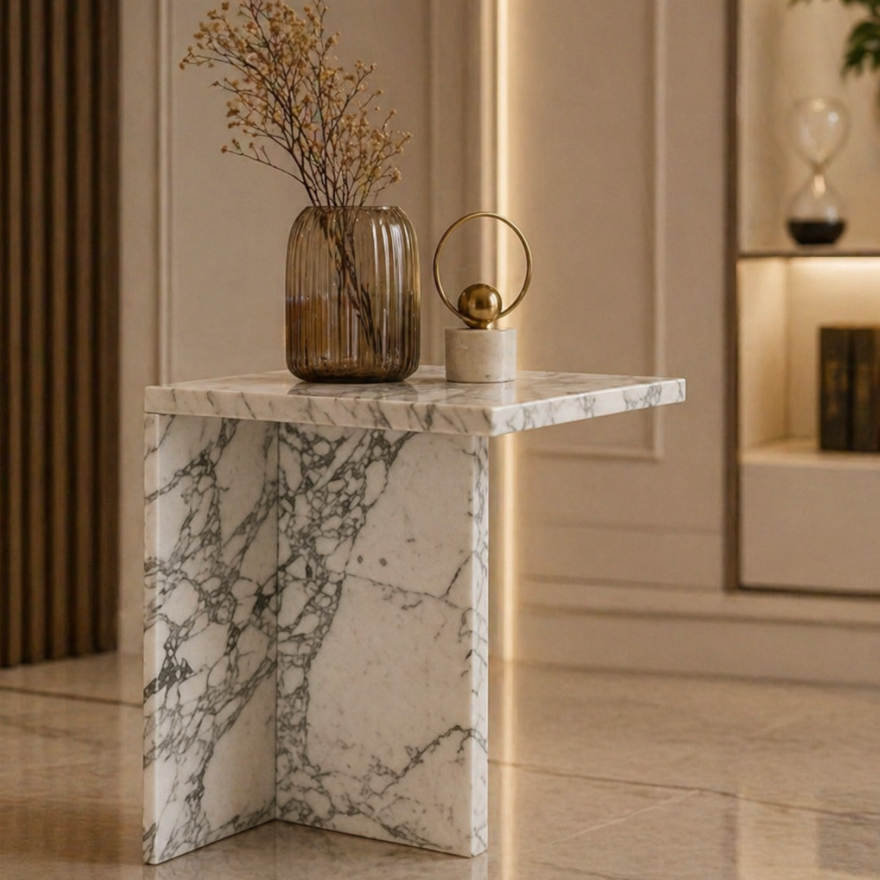 Arabescato Marble Side Table