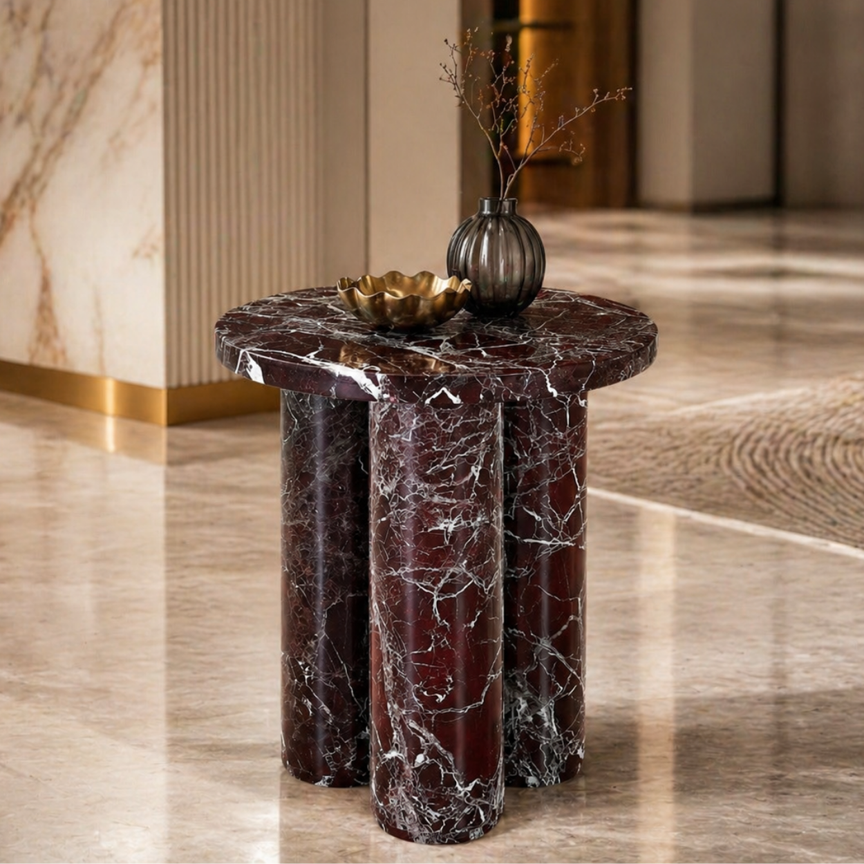 Triton Rosso Levanto Marble Side Table
