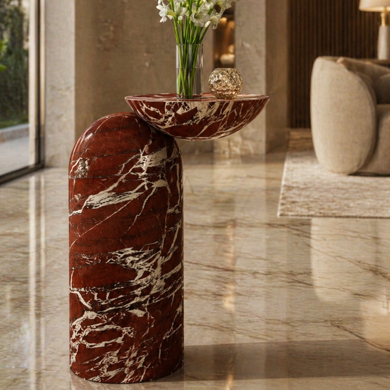 Neo Penguin Imported Marble End Table