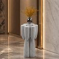 Bamboo Breeze White Marble Side Table