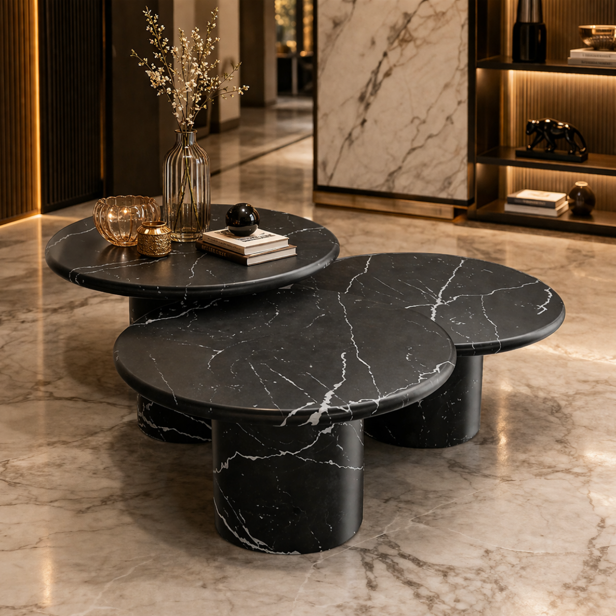Three Sisters Black Centre Table Set