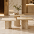 Three Muskets Beige Travertine Centre Table Set