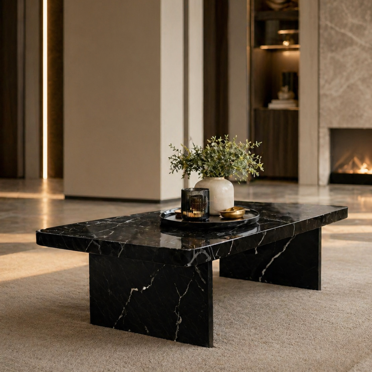 Nexus Nero Black Marquina Marble Centre Table