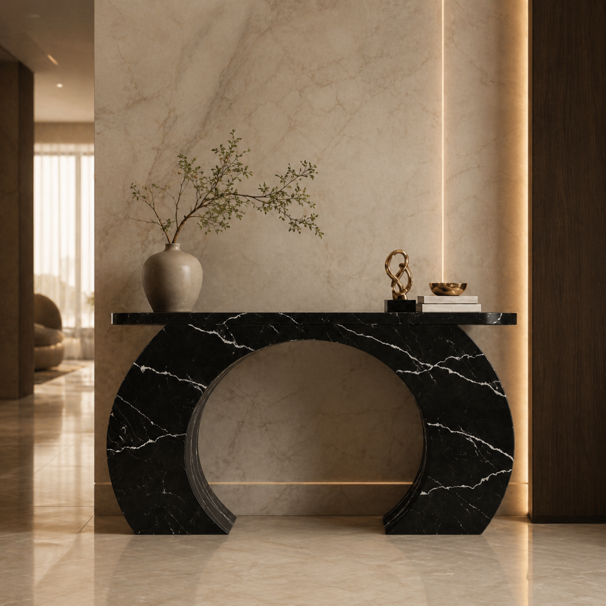 Majestic Black Marble Console Table