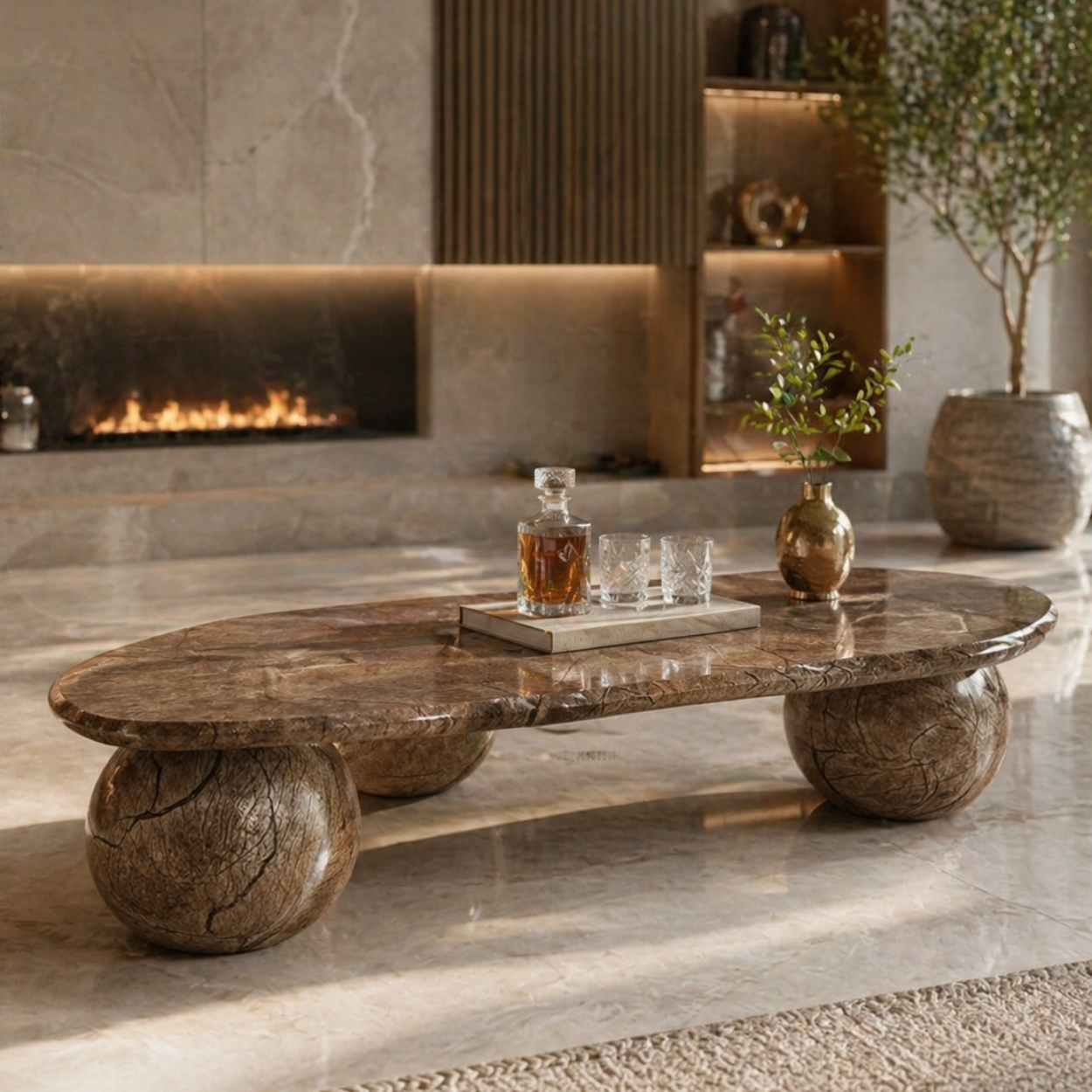 Fusion Brown Rainforest Marble Centre Table