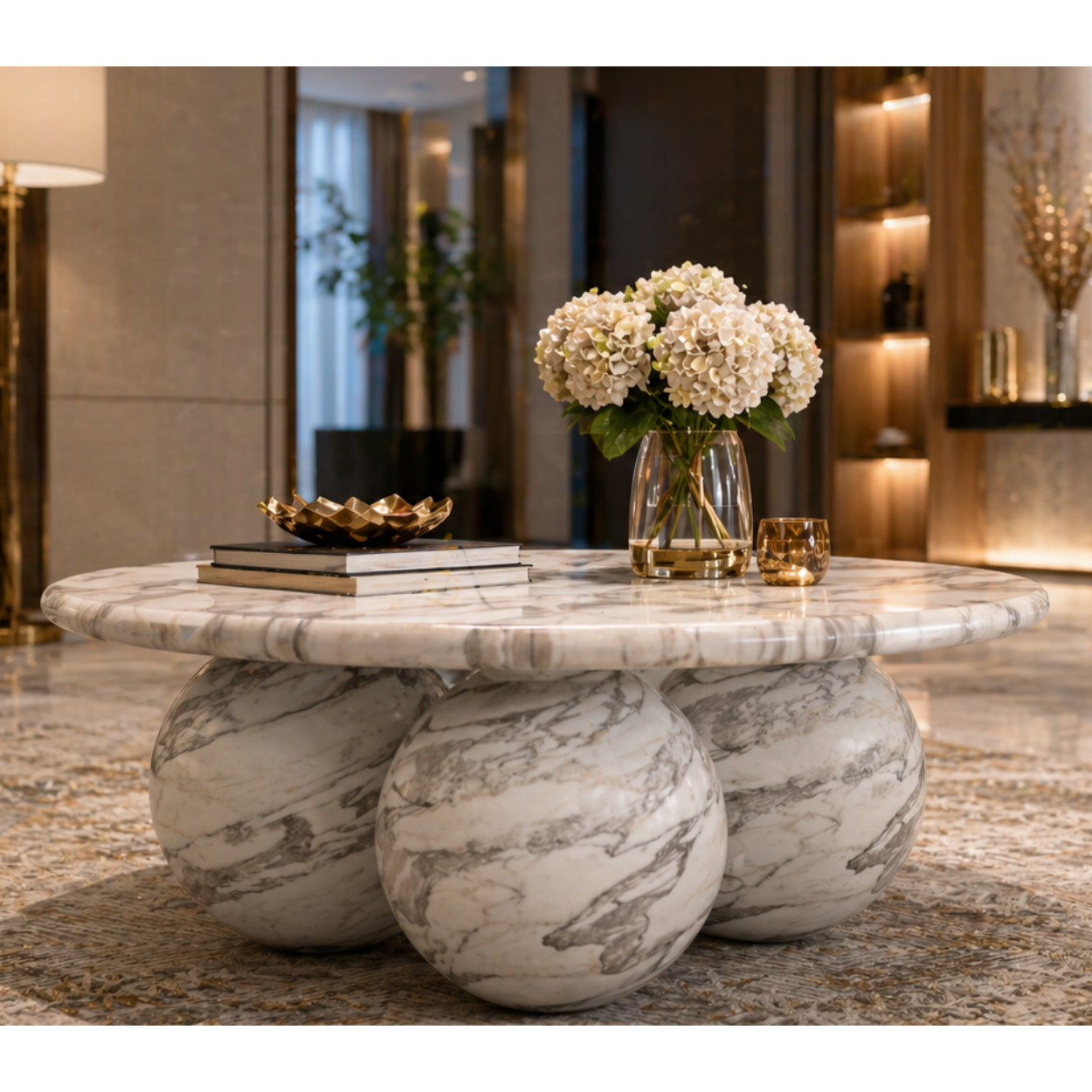 Trinity Sphere Arabescato Marble Centre Table