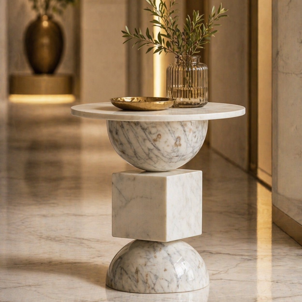 Duo Sphere Marble Side Table