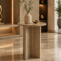 Acrux Beige Travertine Marble Side Table